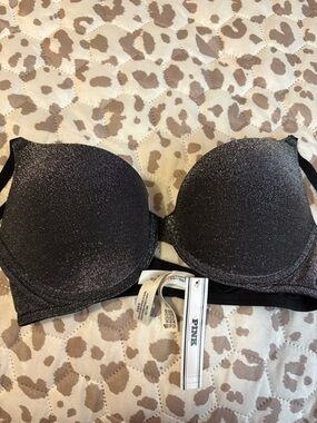 PINK Victoria's Secret Shimmery Charcoal Push-Up Bra